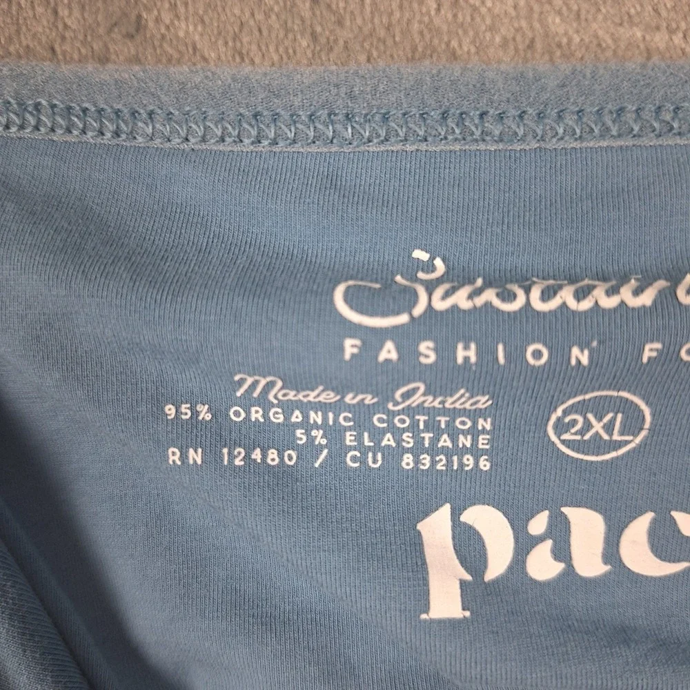 Pact Top 2XL Blue Cami Tank Organic Fitted Sustainable Shelf Bra Casual‎ Stretch - Picture 3 of 8